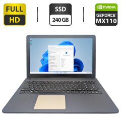 Ноутбук Asus VivoBook 15 X543 / 15.6" (1920x1080) TN / Intel Core i3-7020U (2 (4) ядра по 2.3 GHz) / 12 GB DDR4 / 240 GB SSD / nVidia GeForce MX110, 2 GB GDDR5, 64-bit / WebCam