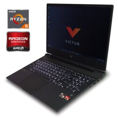 Игровой ноутбук Б-класс HP Victus Gaming 15-fb / 15.6" (1920x1080) IPS / AMD Ryzen 5 5600H (6 (12) ядра по 3.3 - 4.2 GHz) / 16 GB DDR4 / 512 GB SSD NVMe / AMD Radeon RX 6500M, 4 GB GDDR6, 64-bit / WebCam