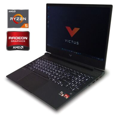Игровой ноутбук Б-класс HP Victus Gaming 15-fb / 15.6" (1920x1080) IPS / AMD Ryzen 5 5600H (6 (12) ядра по 3.3 - 4.2 GHz) / 16 GB DDR4 / 512 GB SSD NVMe / AMD Radeon RX 6500M, 4 GB GDDR6, 64-bit / WebCam