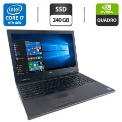 Мобільна робоча станція Dell Precision 7540 / 15.6" (1920x1080) IPS / Intel Core i7-9850H (6 (12) ядер по 2.6 - 4.6 GHz) / 16 GB DDR4 / 240 GB SSD / nVidia Quadro RTX 3000, 6 GB GDDR6, 192-bit / WebCam