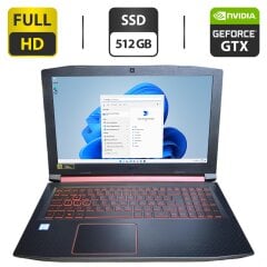 Ігровий ноутбук Acer Nitro 5 / 15.6" (1920x1080) IPS / Intel Core i5-8300H (4 (8) ядра по 2.3 - 4.0 GHz) / 8 GB DDR4 / 512 GB SSD / nVidia GeForce GTX 1050, 4 GB GDDR5, 128-bit / WebCam