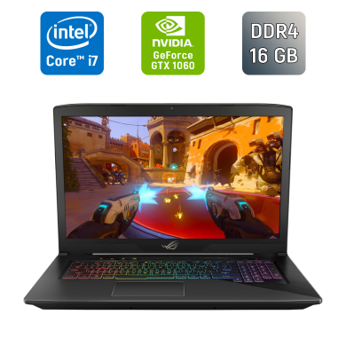 Игровой ноутбук Asus Strix GL703VM / 17.3" (1920x1080) IPS / Intel Core i7-7700HQ (4 (8) ядра по 2.8 - 3.8 GHz) / 16 GB DDR4 / 512 GB SSD / nVidia GeForce GTX 1060, 6 GB GDDR5, 192-bit / WebCam / Windows 10
