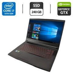 Игровой ноутбук MSI GF65 Thin 10SDR / 15.6" (1920x1080) IPS / Intel Core i7-10750H (6 (12) ядер по 2.6 - 5.0 GHz) / 16 GB DDR4 / 240 GB SSD / nVidia GeForce GTX 1660 Ti, 6 GB GDDR6, 192-bit / WebCam