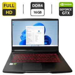 Ігровий ноутбук MSI Thin 15 GF63 10SC-035US / 15.6" (1920x1080) IPS / Intel Core i5-10300H (4 (8) ядра по 2.5 - 4.5 GHz) / 16 GB DDR4 / 256 GB SSD M.2 + 500 GB HDD / nVidia GeForce GTX 1650 Max-Q, 4 GB GDDR5, 128-bit / WebCam