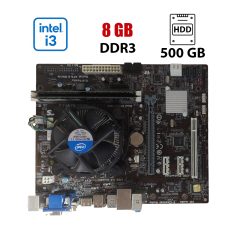 Комплект: Материнська плата ECS H81H3-M3 V1.0 / Intel Core i3-4170 (2 (4) ядра по 3.7 GHz) / 8 GB DDR3 / 500 GB HDD / Intel HD Graphics 2500 / Socket LGA1155 / Кулер