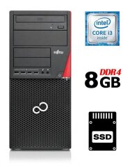 Комп'ютер Fujitsu Esprimo P756 E90+ Tower / Intel Core i3-6100 (2 (4) ядра по 3.7 GHz) / 8 GB DDR4 / 120 GB SSD / Intel HD Graphics 530 / 280W / DVD-ROM / DisplayPort