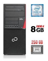 Компьютер Fujitsu Esprimo P756 E90+ Tower / Intel Core i3-6100 (2 (4) ядра по 3.7 GHz) / 8 GB DDR4 / 250 GB SSD / Intel HD Graphics 530 / 280W / DVD-ROM / DisplayPort / DVI