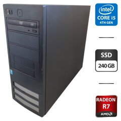 Компьютер NoName Tower / Intel Core i5-4590 (4 ядра по 3.3 - 3.7 GHz) / 16 GB DDR3 / 240 GB SSD / AMD Radeon R7 260X, 2 GB GDDR5, 128-bit / DVD-ROM