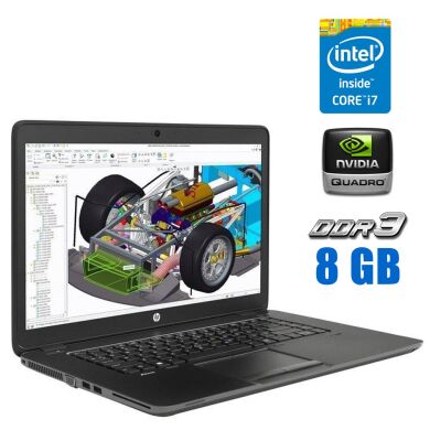 Мобільна робоча станція Б-клас HP ZBook 15 G1 / 15.6" (1366x768) TN / Intel Core i7-4700MQ (4 (8) ядра по 2.4 - 3.4 GHz) / 8 GB DDR3 / 240 GB SSD / nVidia Quadro K610M, 1 GB GDDR5, 64-bit / WebCam