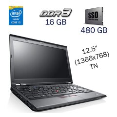 Нетбук Б клас Lenovo ThinkPad X230 / 12.5" (1366x768) TN / Intel Core i5-3320M (2 (4) ядра по 2.6 - 3.3 GHz) / 16 GB DDR3 / 480 GB SSD / WebCam / Fingerprint / Intel HD Graphics 4000 / Windwos 10 PRO Lic