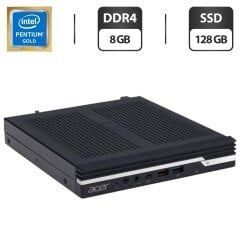 Неттоп Acer Veriton N4670G USFF / Intel Pentium Gold G6400T (2 (4) ядра по 3.4 GHz) / 8 GB DDR4 / 128 GB SSD / Intel UHD Graphics 610 / Блок питания