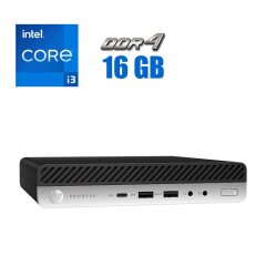 Неттоп Б-класс HP ProDesk 600 G5 Mini USFF / Intel Core i3-9100T (4 ядра по 3.1 - 3.7 GHz) / 16 GB DDR4 / 256 GB SSD M.2 / Intel UHD Graphics 630 / Windows 11 Pro / Блок питания