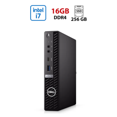Неттоп Dell Optiplex 7090 Micro USFF / Intel Core i7-11700T (6 (12) ядер по 1.4 - 4.6 GHz) / 16 GB DDR4 / 256 GB SSD / Intel UHD Graphics 750 / Windows 11