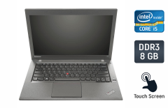 Ноутбук Б-класс Lenovo ThinkPad T440 / 14" (1600x900) TN Touch / Intel Core i5-4300U (2 (4) ядра по 1.9 - 2.9 GHz) / 8 GB DDR3 / 250 GB SSD / Intel HD Graphics 4400 / WebCam / Fingerprint