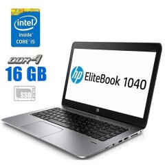 Ноутбук HP EliteBook Folio 1040 G3 / 14" (1920x1080) IPS Touch / Intel Core i5-6200U (2 (4) ядра по 2.3 - 2.8 GHz) / 16 GB DDR4 / 480 GB SSD / Intel HD Graphics 520 / WebCam / HDMI