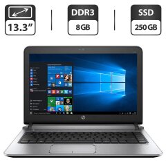 Ноутбук HP ProBook 430 G3 / 13.3" (1366x768) TN / Intel Core i3-6100U (2 (4) ядра по 2.3 GHz) / 8 GB DDR3 / 250 GB SSD / Intel HD Graphics 520 / WebCam / HDMI / АКБ NEW