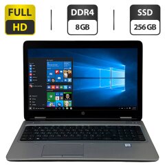 Ноутбук HP ProBook 650 G3 / 15.6" (1920x1080) TN / Intel Core i5-7200U (2 (4) ядра по 2.5 - 3.1 GHz) / 8 GB DDR4 / 256 GB SSD / Intel HD Graphics 620 / WebCam / Windows 10 Pro