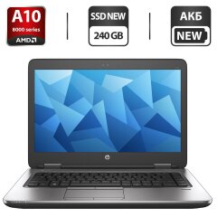 Ультрабук Б-клас HP ProBook 645 G2 / 14" (1366x768) TN / AMD Pro A10-8700B (4 ядра по 1.8 - 3.2 GHz) / 8 GB DDR3 / 240 GB SSD NEW / AMD Radeon R6 Graphics / WebCam / АКБ NEW