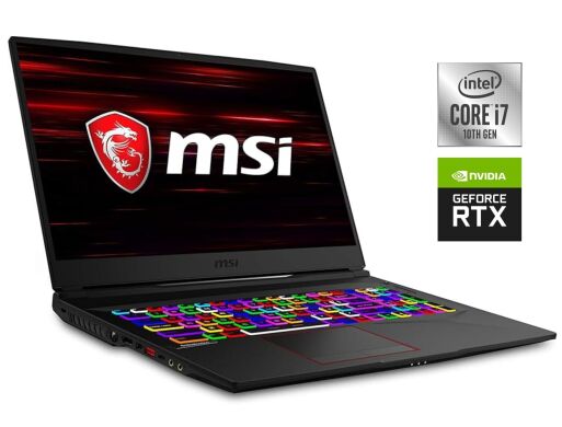 Ігровий ноутбук Б-клас MSI GE75 Raider 10SF / 17.3" (1920x1080) IPS / Intel Core i7-10750H (6 (12) ядер по 2.6 - 5.0 GHz) / 16 GB DDR4 / 512 GB SSD NVMe + 1000 GB HDD / nVidia GeForce RTX 2070, 8 GB GDDR6, 256-bit / WebCam Ігровий ноутбук Б-клас MSI GE75 Raider 10SF / 17.3" (1920x1080) IPS / Intel Core i7-10750H (6 (12) ядер по 2.6 - 5.0 GHz) / 16 GB DDR4 / 512 GB SSD NVMe + 1000 GB HDD / nVidia GeForce RTX 2070, 8 GB GDDR6, 256-bit / WebCam
