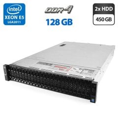 Сервер Dell PowerEdge R730xd 24SFF 2U Rack / 2x Intel Xeon E5-2697 v4 (18 (36) ядер по 2.3 - 3.6 GHz) / 128 GB DDR4 / 2x 450 GB HDD (SAS) / Matrox G200eR2 / 2x 750W
