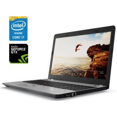 Игровой ноутбук Б-класс Lenovo ThinkPad E570 / 15.6" (1920x1080) IPS / Intel Core i7-7500U (2 (4) ядра по 2.7 - 3.5 GHz) / 8 GB DDR4 / 256 GB SSD NVMe / nVidia GeForce GTX 950M, 2 GB GDDR5, 128-bit / WebCam / DVD-ROM / Win 10 Pro