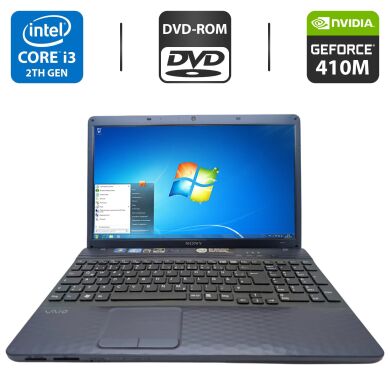 Ноутбук Sony VPC EH2M1E / 15.6" (1366x768) TN / Intel Core i3-2330M (2 (4) ядра по 2.2 GHz) / 6 GB DDR3 / 640 GB HDD / nVidia GeForce 410M, 1 GB GDDR3, 64-bit / WebCam / DVD-ROM
