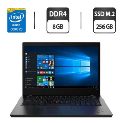 Ультрабук Lenovo ThinkPad L14 Gen 1 / 14" (1920x1080) IPS / Intel Core i5-10210U (4 (8) ядра по 1.6 - 4.2 GHz) / 8 GB DDR4 / 256 GB SSD / Intel UHD Graphics for 10th Generation / WebCam