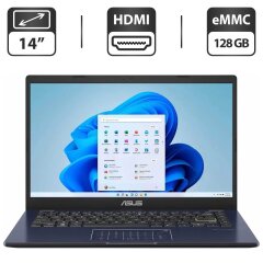 Новый ультрабук Asus Laptop E410-K / 14" (1366x768) TN / Intel Celeron N4500 (2 ядра по 1.1 - 2.8 GHz) / 4 GB DDR4 / 128 GB eMMC / Intel UHD Graphics / WebCam / HDMI
