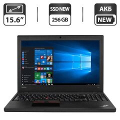 Ноутбук Lenovo ThinkPad T560 / 15.6" (1366x768) TN / Intel Core i5-6300U (2 (4) ядра по 2.4 - 3.0 GHz) / 16 GB DDR3 / 256 GB SSD NEW / Intel HD Graphics 520 / WebCam / HDMI / АКБ NEW / Windows 10 Home