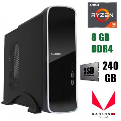 GameMax ST610G / AMD Ryzen 3 3200G (4 ядра по 3.6 - 4.0GHz) / 8 GB DDR4 / 240 GB SSD / БП 300W / AMD Radeon Vega 8