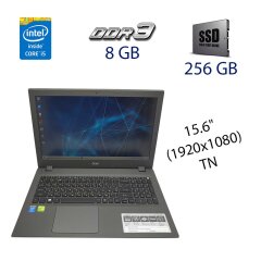 Ігровий ноутбук Acer Aspire E5-573G / 15.6" (1920х1080) TN / Intel Core i5-5200U (2 (4) ядра по 2.2 - 2.7 GHz) / 8 GB DDR3 / 256 GB SSD / nVidia GeForce 940M, 2 GB DDR3, 64-bit / WebCam / USB 3.0 / HDMI