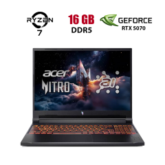 Ігровий ноутбук Acer Nitro V 16 ANV16-42-R87B / 16" (1920x1080) IPS / AMD Ryzen 7 260 (8 (16) ядер по 3.8 - 5.1 GHz) / 16 GB DDR5 / 1000 GB SSD NVMe / nVidia GeForce RTX 5070, 8 GB GDDR7, 128-bit / WebCam