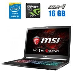 Ігровий ноутбук MSI GS73VR Stealth Pro (MS-17B1) / 17.3" (3840x2160) IPS / Intel Core i7-7700HQ (4 (8) ядра по 2.8 - 3.8 GHz) / 16 GB DDR4 / 480 GB SSD / nVidia GeForce GTX 1060, 6 GB GDDR5, 192-bit / WebCam 