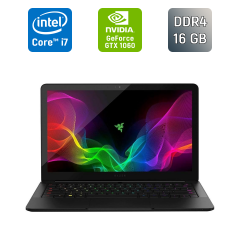 Игровой ноутбук Razer Blade RZ09-0195 / 14" (1920x1080) IPS / Intel Core i7-6700HQ (4 (8) ядра по 2.6 - 3.5 GHz) / 16 GB DDR4 / 1000 GB SSD / nVidia GeForce GTX 1060, 6 GB GDDR5, 192-bit / WebCam / HDMI