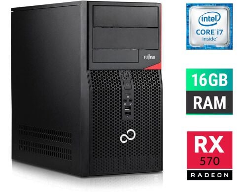 Игровой ПК Fujitsu Tower / Intel Core i7-6700 (4 (8) ядра по 3.4 - 4.0 GHz) / 16 GB DDR4 / 500 GB SSD / AMD Radeon RX 570, 4 GB GDDR5, 256-bit + Windows 10 в подарок
