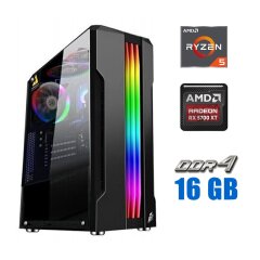 Игровой ПК Tower / AMD Ryzen 5 4500 (6 (12) ядер по 3.6 - 4.1 GHz) / 16 GB DDR4 / 1000 GB SSD / AMD Radeon RX 5700 XT, 8 GB GDDR6, 256-bit / 700W