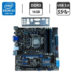 Комплект: Материнська плата Asus P8H77-M Pro / Intel Xeon E3-1230 v2 (4 (8) ядра по 3.3 - 3.7 GHz) / 16 GB DDR3 / Socket LGA 1155 / Задня заглушка