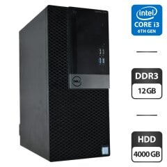 Комп'ютер Dell OptiPlex 5040 Tower / Intel Core i3-6100 (2 (4) ядра по 3.7 GHz) / 12 GB DDR3 / 4000 GB HDD / Intel HD Graphics 530