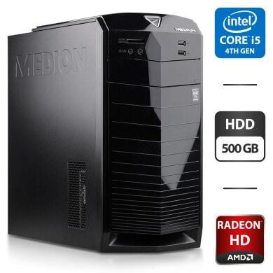 Компьютер Medion MT22 Tower / Intel Core i5-4590 (4 ядра по 3.3 - 3.7 GHz) / 8 GB DDR3 / 500 GB HDD / AMD Radeon HD 8490, 1 GB GDDR3, 64-bit / 350W