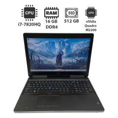 Мобильная рабочая станция Б-класс Dell Precision 7520 / 15.6" (1920x1080) TN / Intel Core i7-7820HQ (4 (8) ядра по 2.9 - 3.9 GHz) / 16 GB DDR4 / 512 GB SSD / nVidia Quadro M2200, 4 GB GDDR5, 128-bit / WebCam