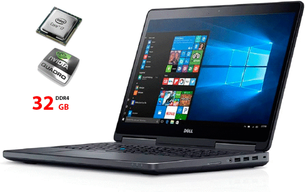 Мобільна робоча станція Dell Precision 7720 / 17.3" (1920x1080) IPS / Intel Core i7-6820HQ (4 (8) ядра по 2.7 - 3.6 GHz) / 32 GB DDR4 / 512 GB SSD + 500 GB HDD / nVidia Quadro P5000, 16 GB GDDR5, 256-bit