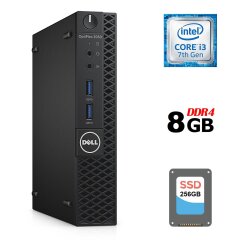 Неттоп Dell OptiPlex 3050 Micro USFF / Intel Core i3-7100T (2 (4) ядра по 3.4 GHz) / 8 GB DDR4 / 256 GB SSD / Intel HD Graphics 630 / DisplayPort / HDMI + Блок живлення