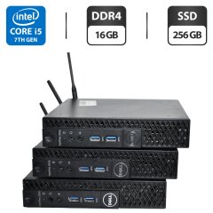 Неттоп Dell OptiPlex 3050 USFF / Intel Core i5-7500T (4 ядра по 2.7 - 3.3 GHz) / 16 GB DDR4 / 256 GB SSD / Intel HD Graphics 630 / Wi-Fi / Windows 11 Pro / Блок живлення + Кабель HDMI to VGA