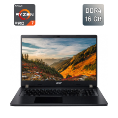 Ноутбук Б-клас Acer Travelmate P215-41-G2 / 15.6" (1920x1080) IPS / AMD Ryzen 7 Pro 5850U (8 (16) ядер по 1.9 - 4.4 GHz) / 16 GB DDR4 / 256 GB SSD / AMD Radeon Vega 8 / HDMI / WebCam