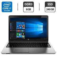 Ноутбук Б-клас HP ProBook 450 G1 / 15.6" (1366x768) TN / Intel Core i7-4600M (2 (4) ядра по 2.9 - 3.6 GHz) / 8 GB DDR3 / 240 GB SSD / Intel HD Graphics 4600 / WebCam / VGA