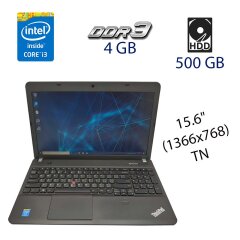 Ноутбук Б клас Lenovo ThinkPad E540 / 15.6" (1366x768) TN / Intel Core i3-4000M (2 (4) ядра по 2.4 GHz) / 4 GB DDR3 / 500 GB HDD / WebCam / DVD-ROM / USB 3.0 / HDMI / Fingerprint
