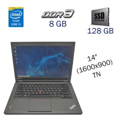 Ноутбук Lenovo ThinkPad T440p / 14" (1600x900) TN / Intel Core i5-4300M (2 (4) ядра по 2.6 - 3.3 GHz) / 8 GB DDR3 / 128 GB SSD / WebCam / DVD-ROM