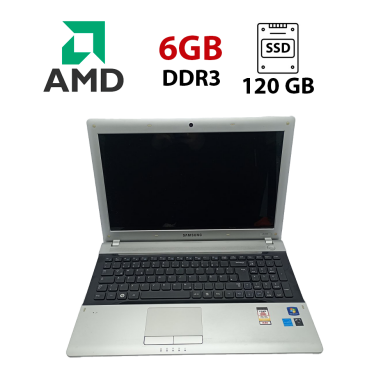 Ноутбук Samsung RV515 / 15.6" (1366x768) TN / AMD E-450 (2 ядра по 1.65 GHz) / 6 GB DDR3 / 120 GB SSD / AMD Radeon HD6320 / WebCam
