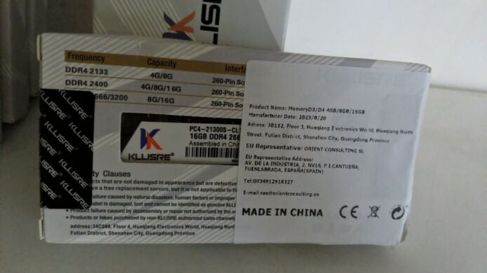 Нова оперативна пам'ять Kllisre / 16 GB / 2Rx4 PC4-21300S-CL19 / DDR4 / 2666 MHz