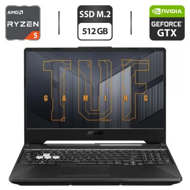Новий ігровий ноутбук Asus TUF Gaming A15 FA506IHR-US51 / 15.6" (1920x1080) IPS / AMD Ryzen 5 4600H (6 (12) ядер по 3.0 - 4.0 GHz) / 8 GB DDR4 / 512 GB SSD M.2 / nVidia GeForce GTX 1650, 4 GB GDDR5, 128-bit / WebCam / HDMI Новий ігровий ноутбук Asus TUF Gaming A15 FA506IHR-US51 / 15.6" (1920x1080) IPS / AMD Ryzen 5 4600H (6 (12) ядер по 3.0 - 4.0 GHz) / 8 GB DDR4 / 512 GB SSD M.2 / nVidia GeForce GTX 1650, 4 GB GDDR5, 128-bit / WebCam / HDMI
